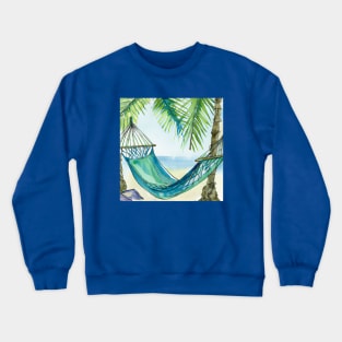 Tropical Beach Hammock Watercolor Crewneck Sweatshirt